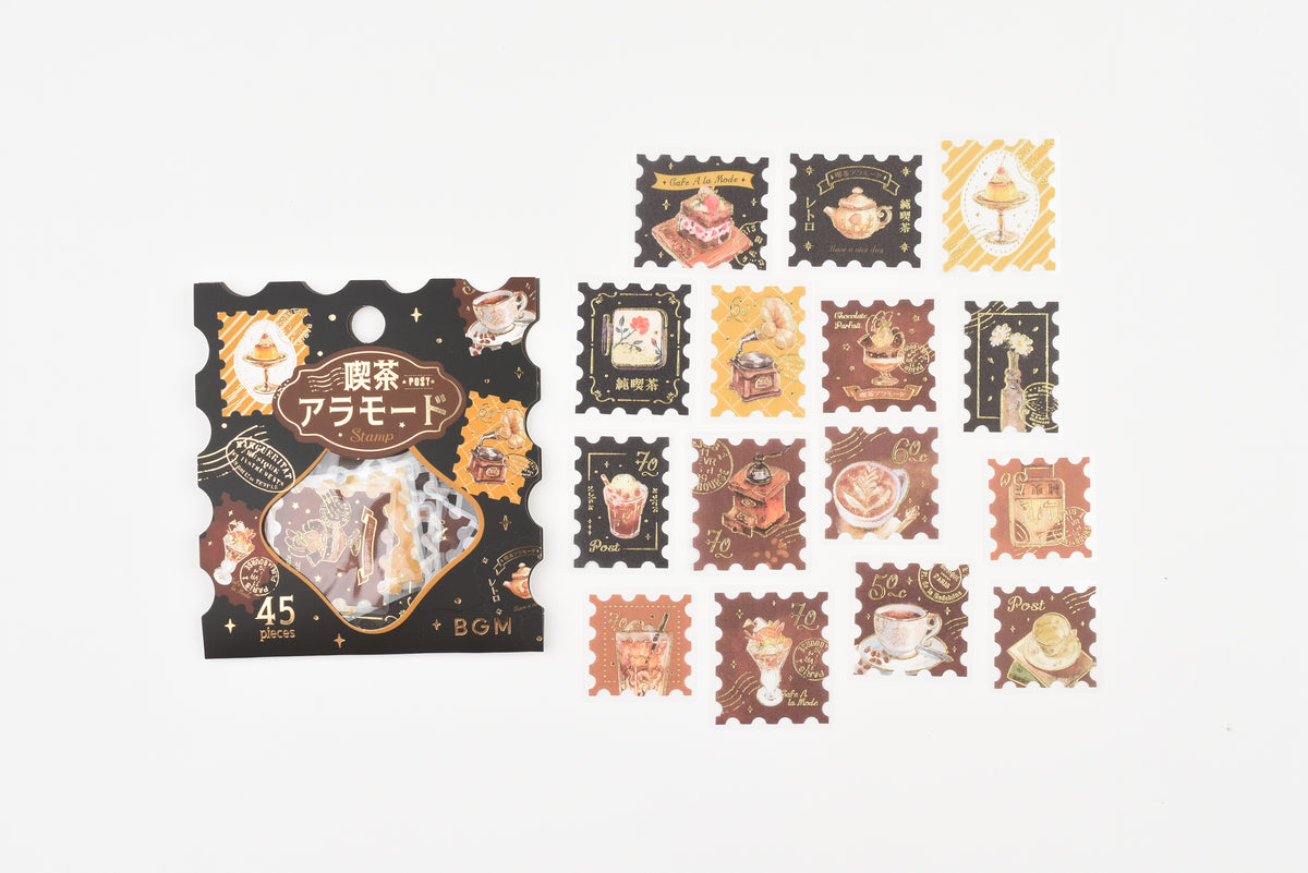 BGM Flake Sticker - Foil Stamping - Cafe A La Mode - Post Office - Brown
