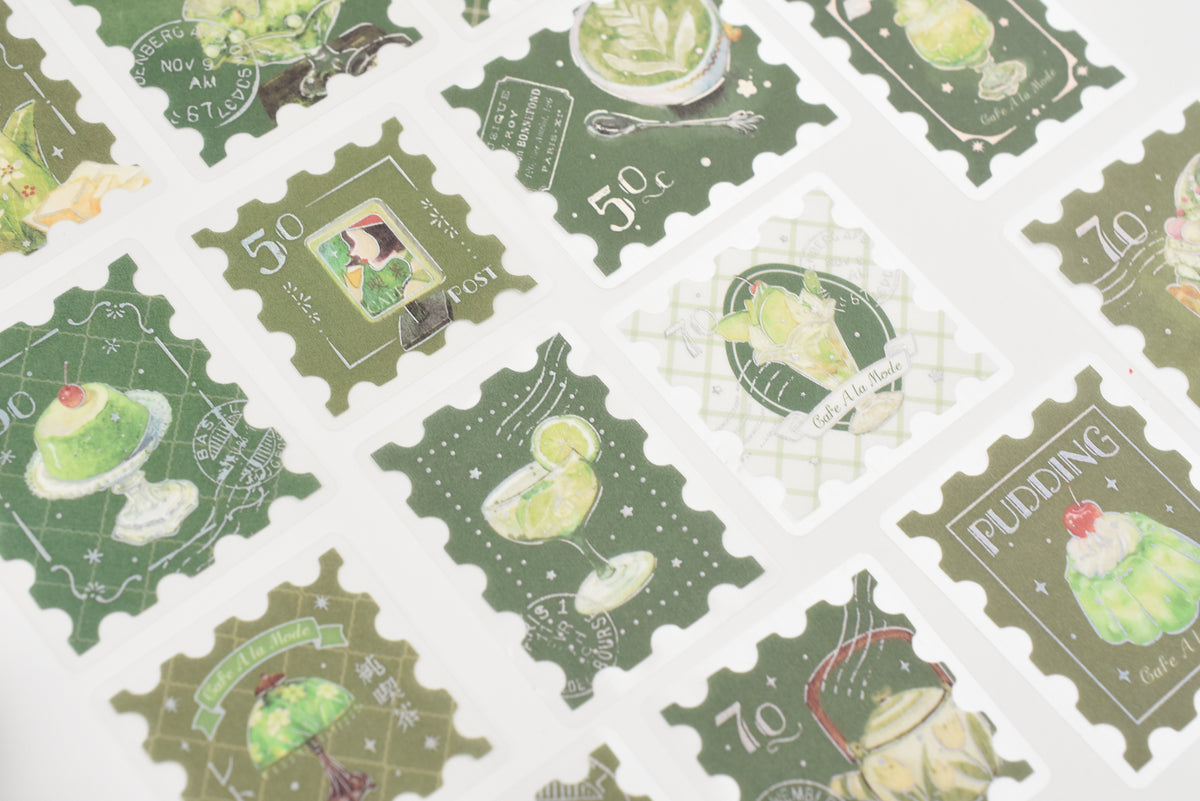 BGM Flake Sticker - Foil Stamping - Cafe A La Mode - Post Office - Green