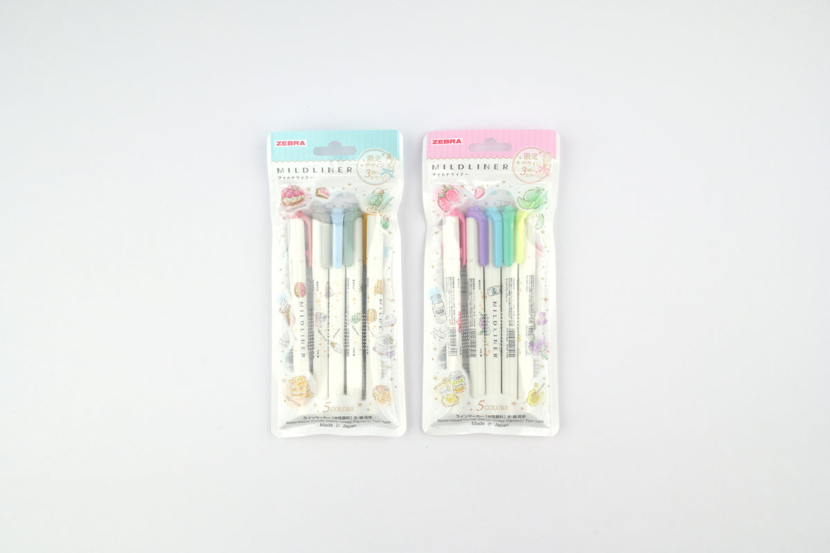 Zebra Highlighter Mildliner - 3pm Snack Time - Set of 5 - Limited Edition