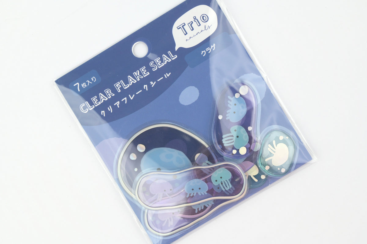 LABCLIP Clear Flake Stickers - Trio Animals - Jellyfish