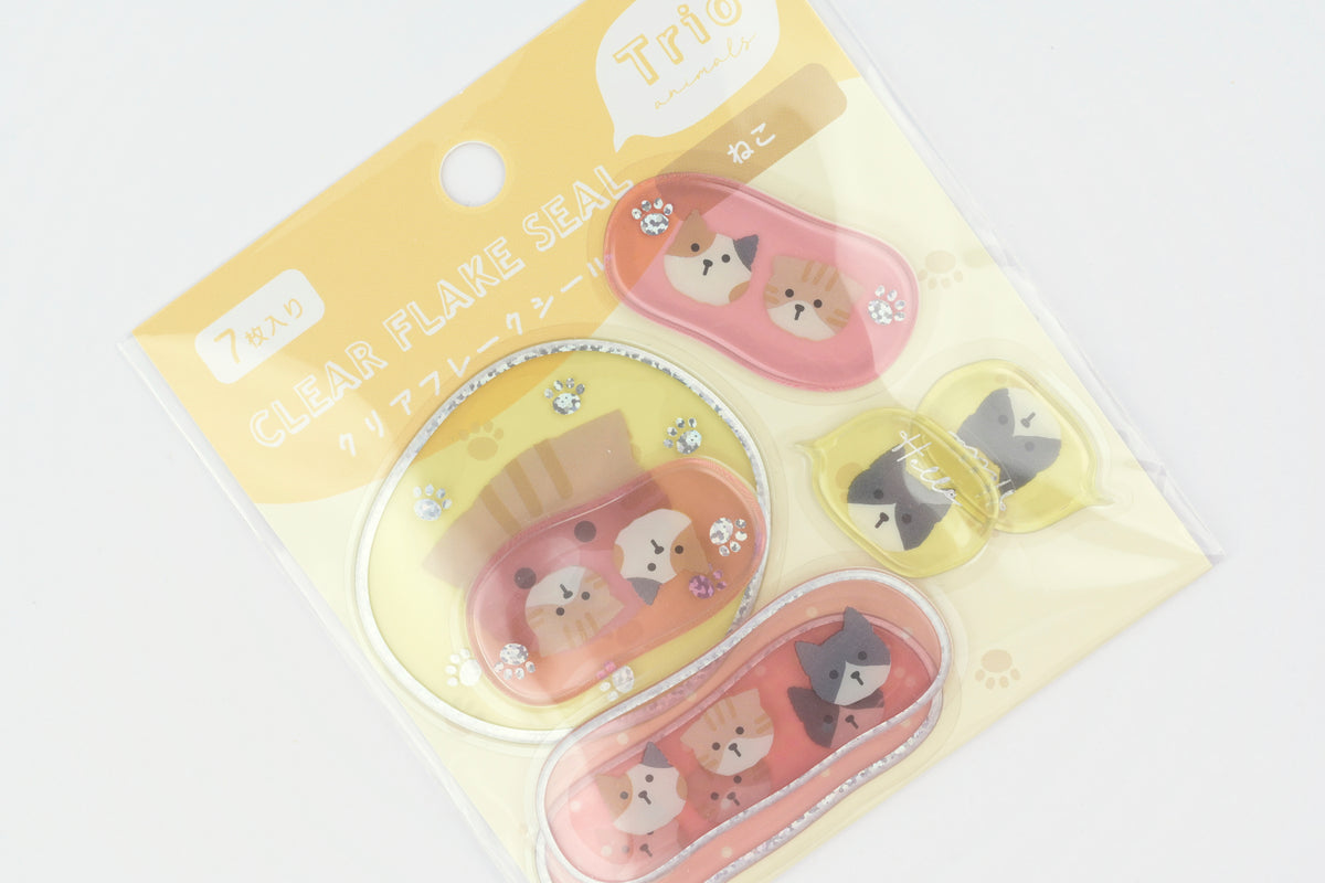 LABCLIP Clear Flake Stickers - Trio Animals - Cat