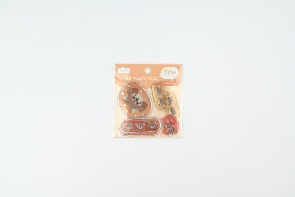 LABCLIP Clear Flake Stickers - Trio Animals - Red Panda