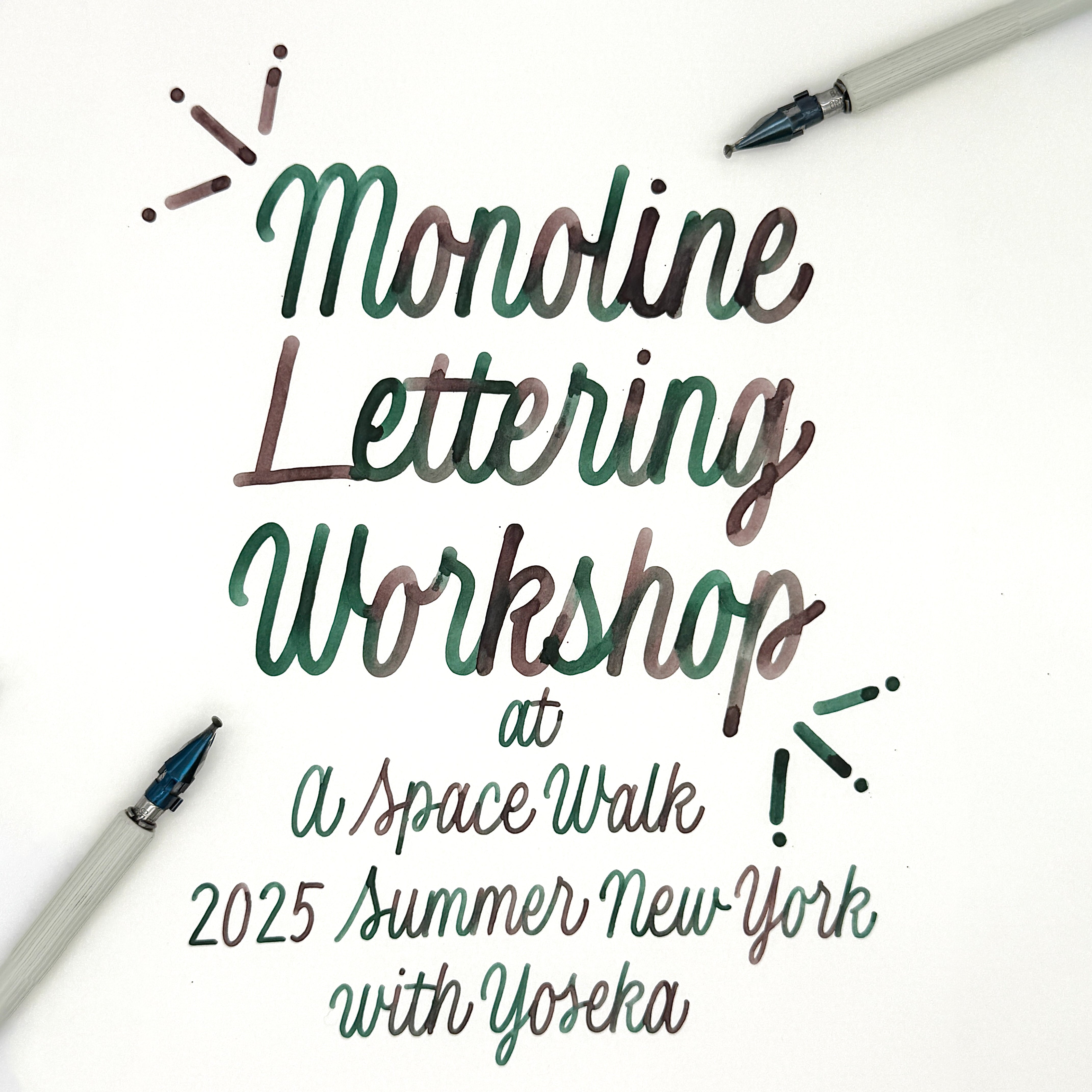 A Space Walk - Monoline Lettering Workshop with Bechori (Reservations Begin July 1 - 12pm ET)