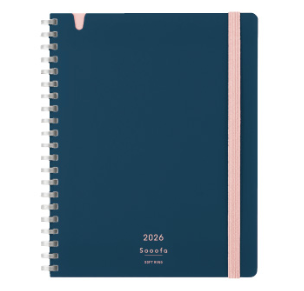 Kokuyo Sooofa Soft Ring Diary 2026 - B6 - Navy