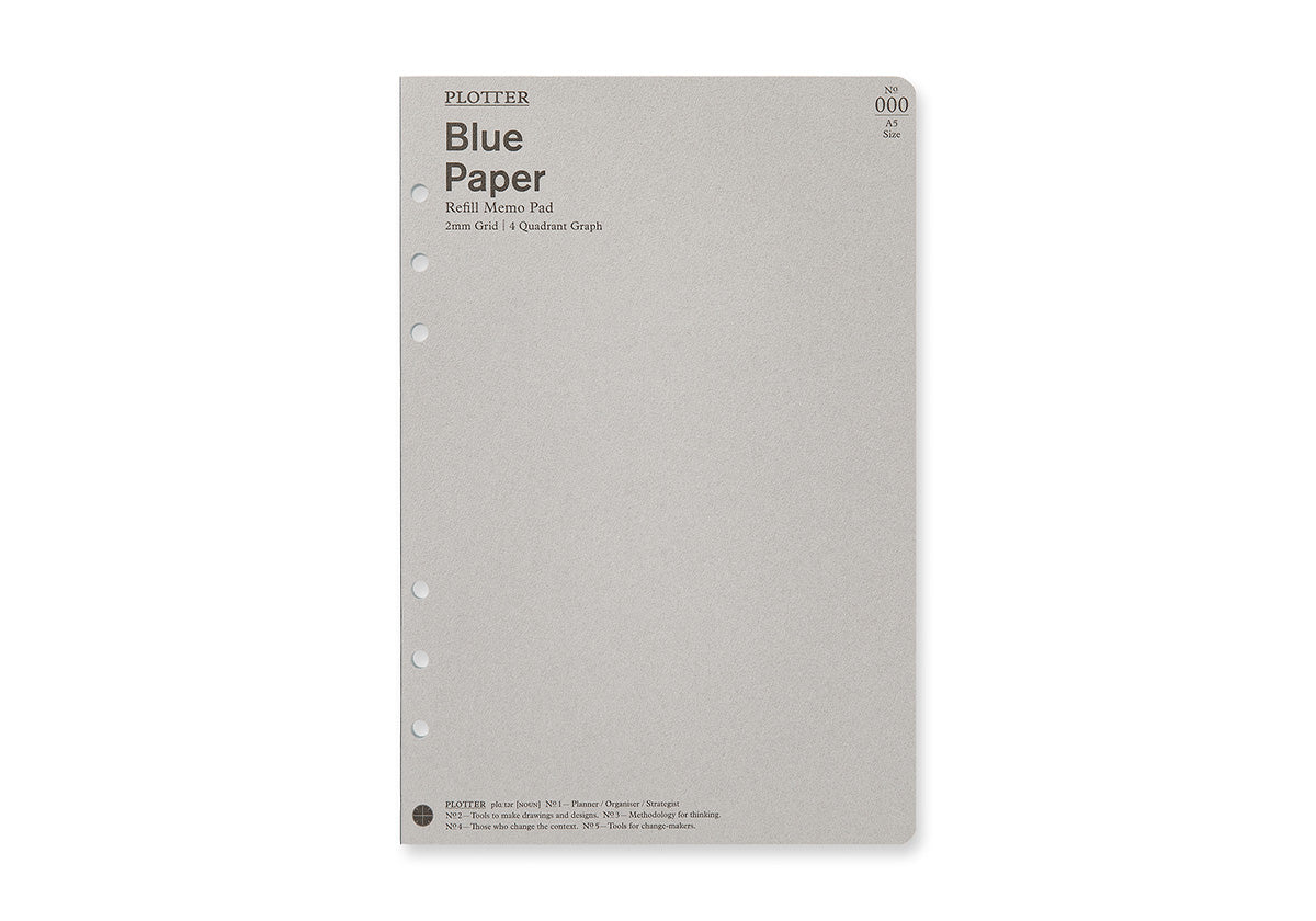 PLOTTER Refill Memo Pad - 2mm Grid Quadrant Blue Paper - A5 Size - US Exclusive
