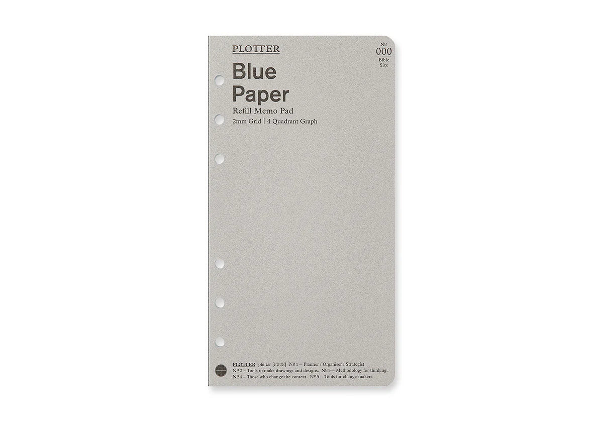 PLOTTER Refill Memo Pad - 2mm Grid Quadrant Blue Paper - Bible Size - US Exclusive