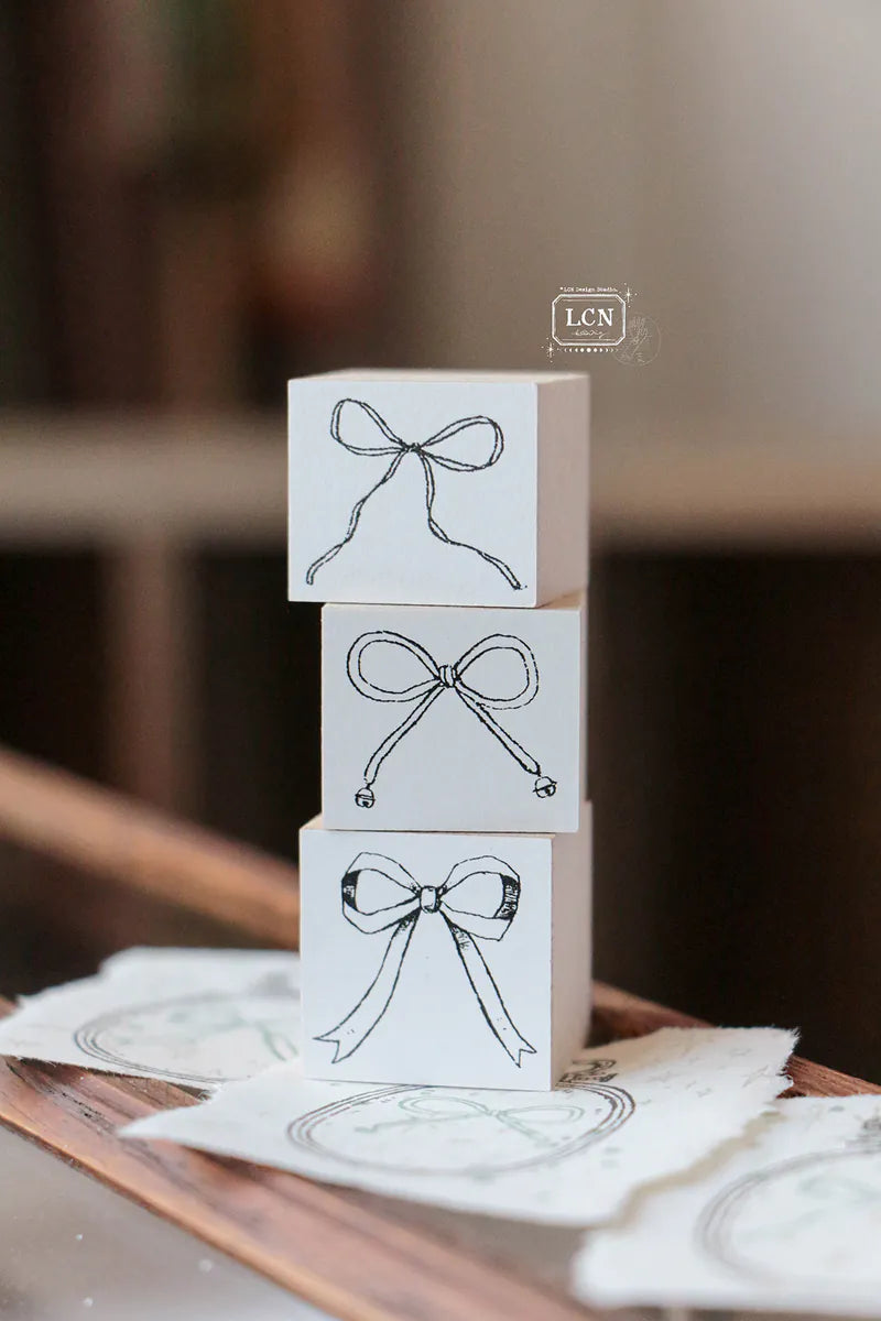 LCN Wooden Rubber Stamp - Bow