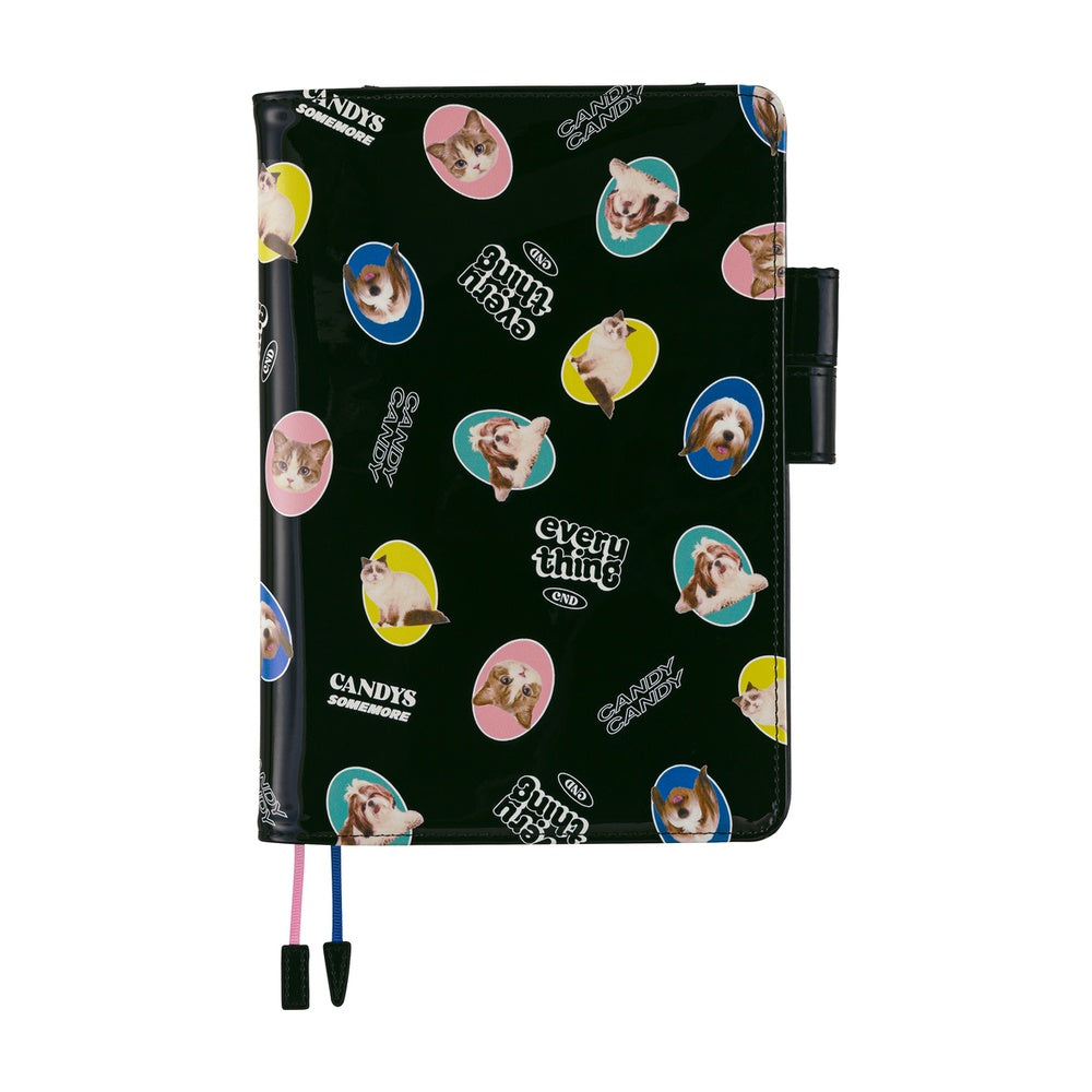 Hobonichi Techo Cousin Cover 2026 - Candy Stripper: Random Dog & Cat (Black) - A5