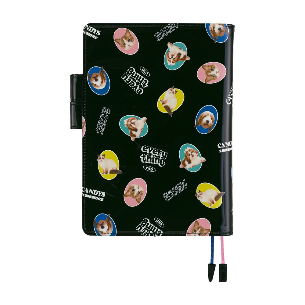 Hobonichi Techo Cousin Cover 2026 - Candy Stripper: Random Dog & Cat (Black) - A5