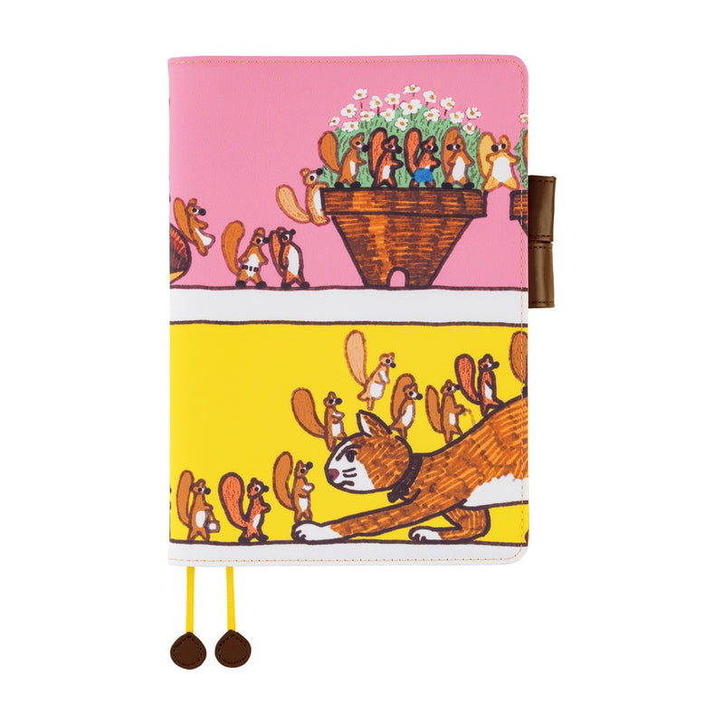 Hobonichi Techo Cousin Cover 2026 - 100%ORANGE: Where’s the Squirrel Going - A5
