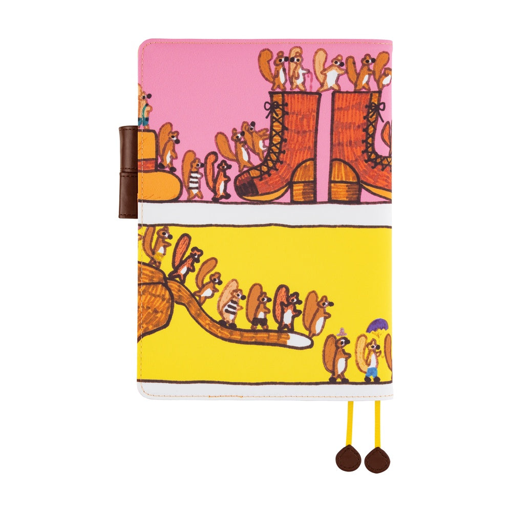 Hobonichi Techo Cousin Cover 2026 - 100%ORANGE: Where’s the Squirrel Going - A5