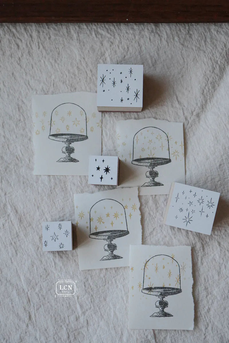 LCN Wooden Rubber Stamp - Hand Draw Stars