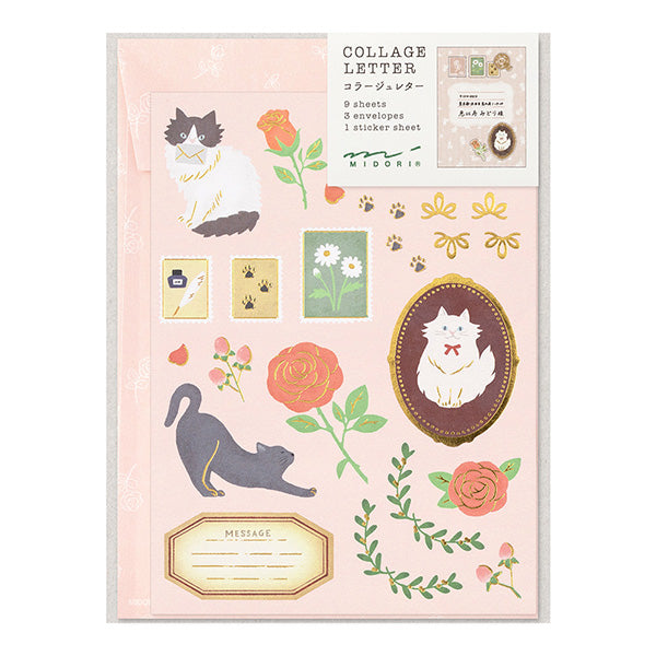 Midori Letter Set Collage Pattern - Cat