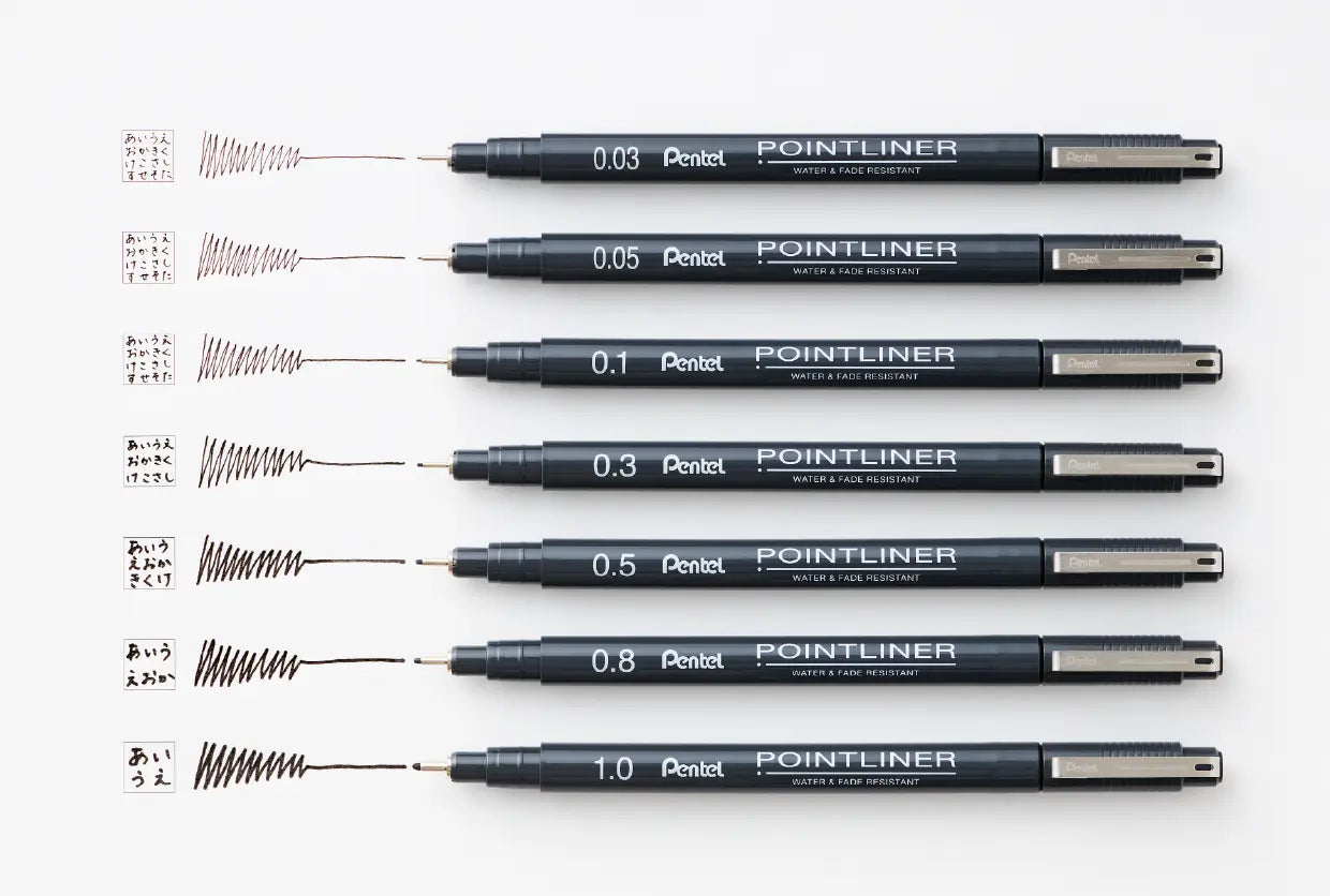 Pentel Pointliner Pen - Set of 7