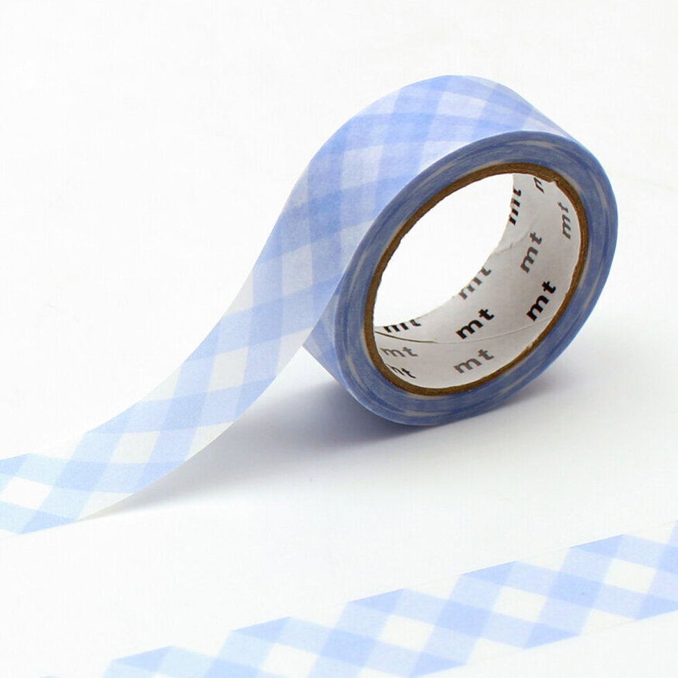 mt Washi Tape - thick checkered pastel ultramarine