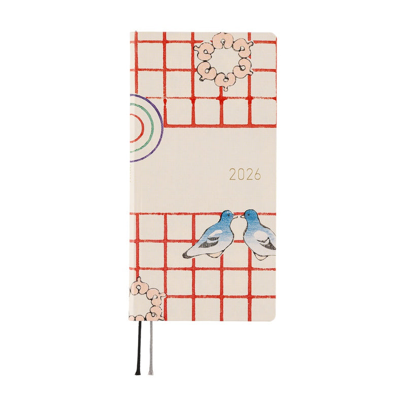 Hobonichi Techo Weeks 2026 - Unsodo: Bijutsukai (Blue Pigeons) - April Start
