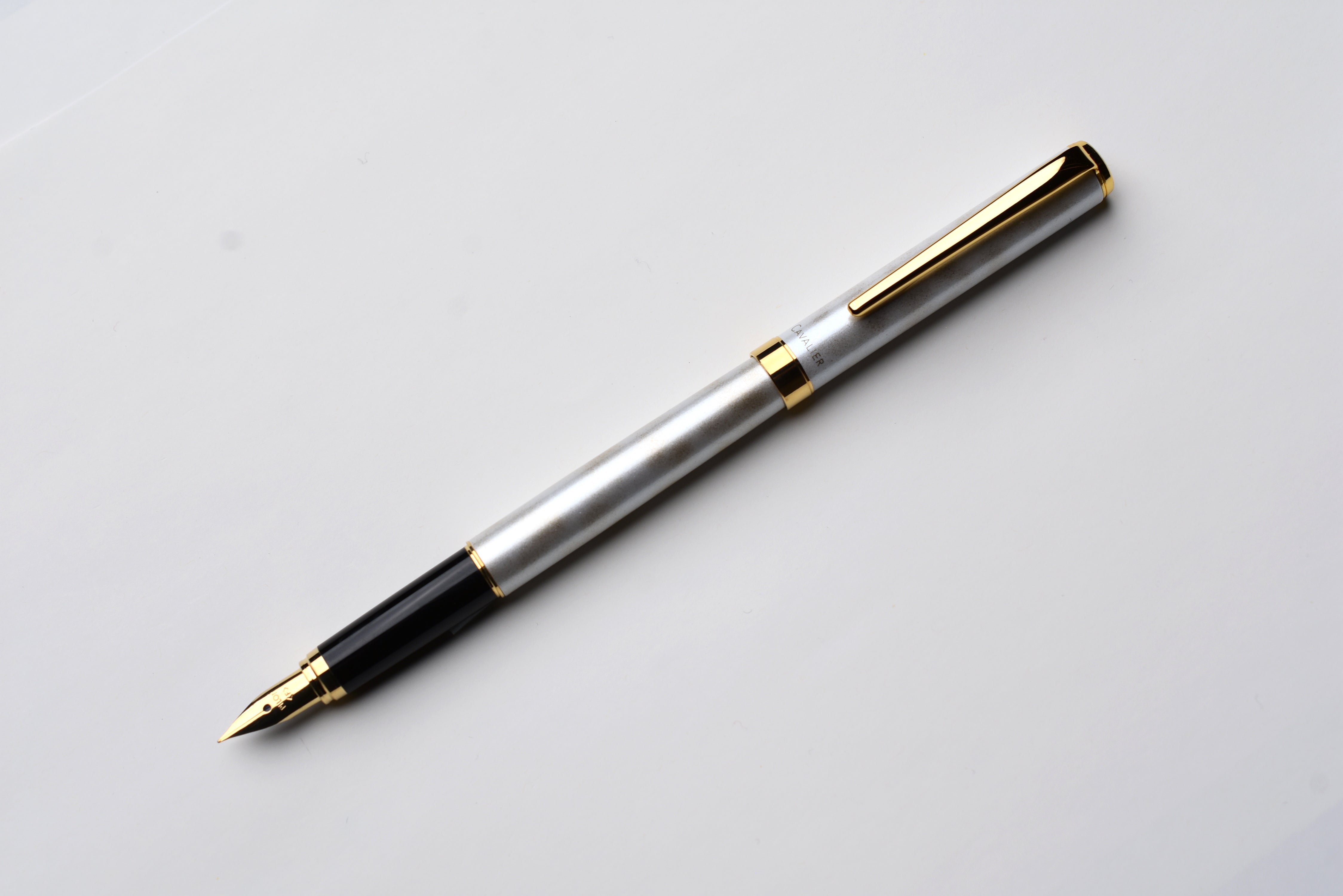 Pilot Cavalier Fountain Pen - Marbled - Gold/White