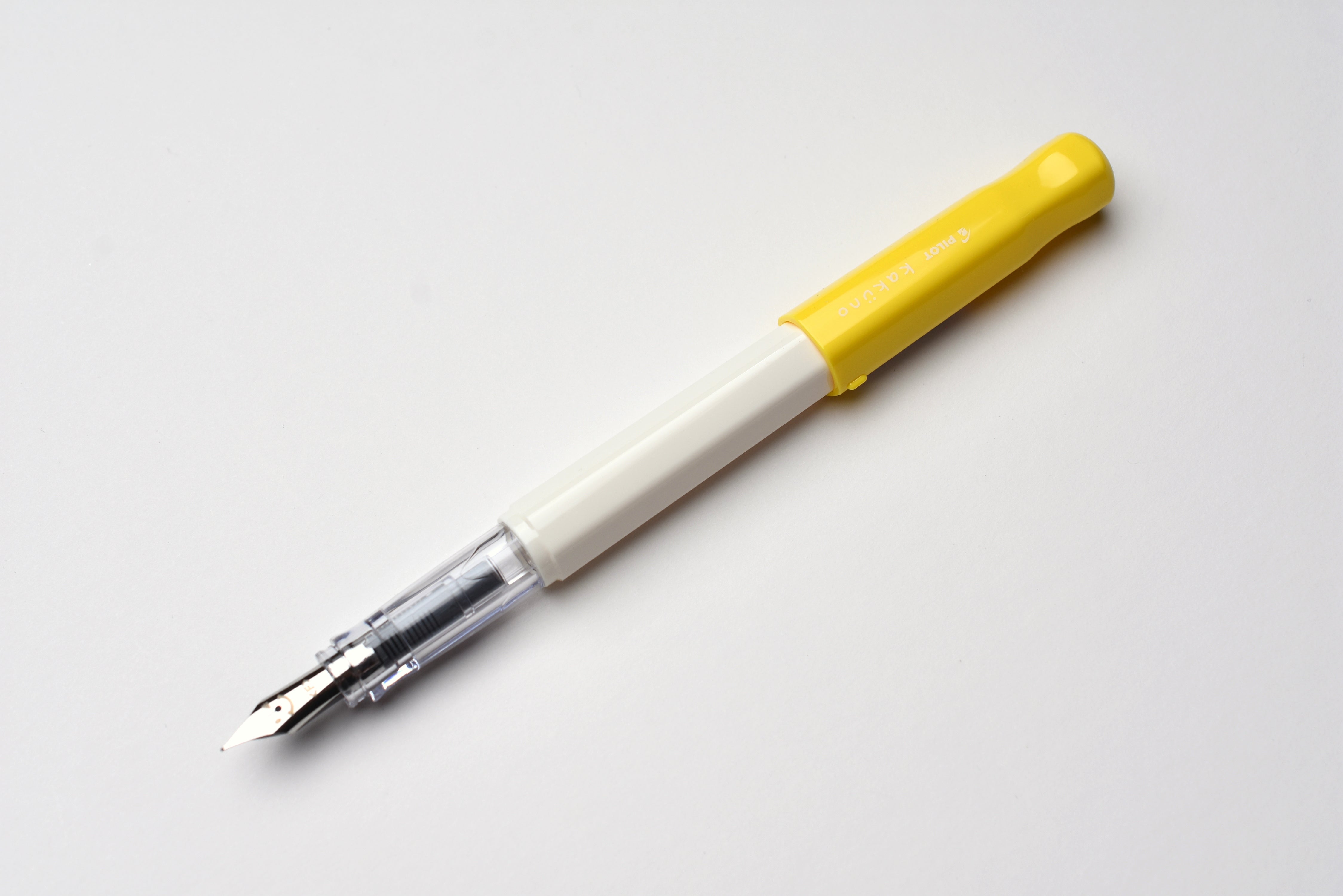 Pilot Kakuno Fountain Pen - White Barrel/Yellow Cap - Fine Nib