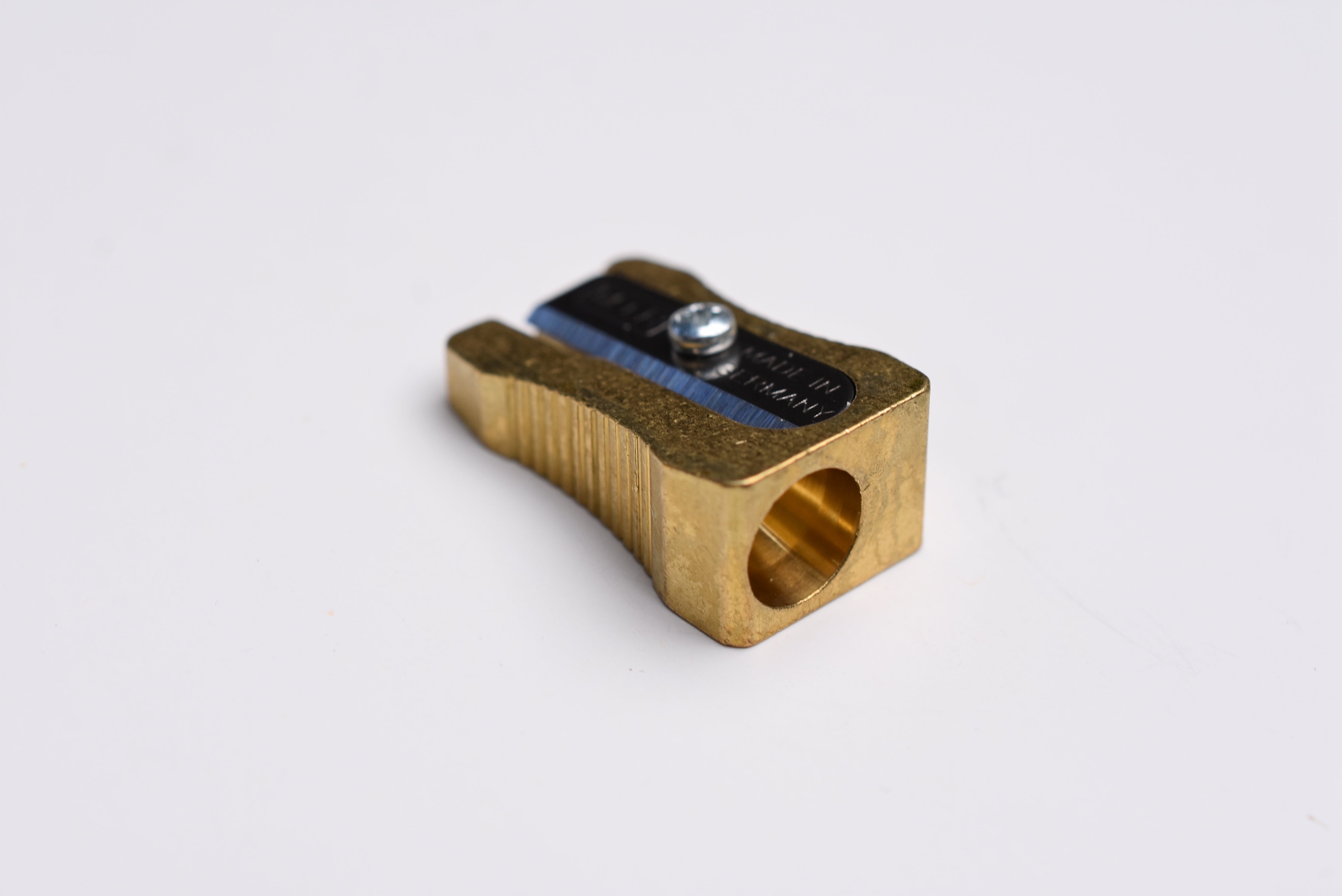M+R Brass Wedge Single Hole Sharpener