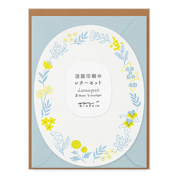 Letterpress Die-Cut Letter Set - Blue Wreath