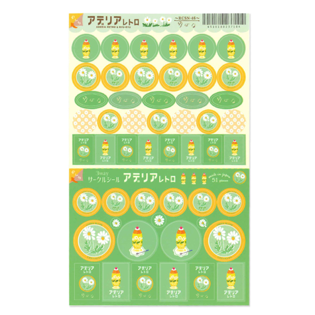 Ryu-Ryu x Aderia Retro 3 Way Circle Stickers - Wild Flowers